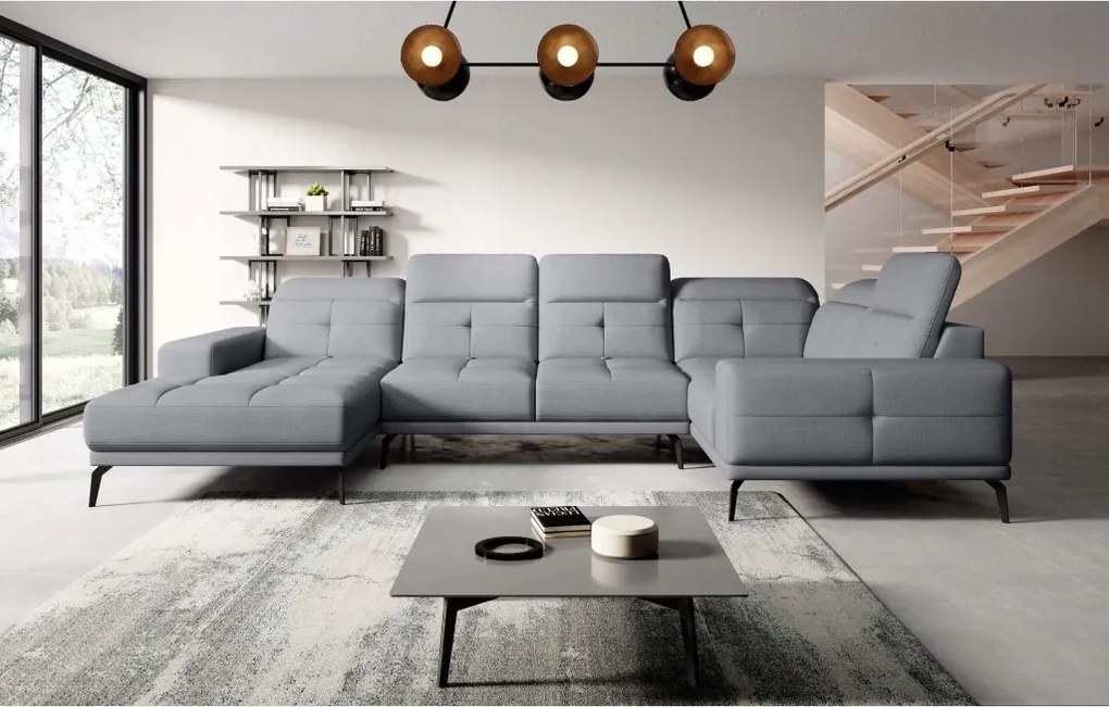 Rohová sedačka v tvare U Nicolette (svetlosivá) (p)