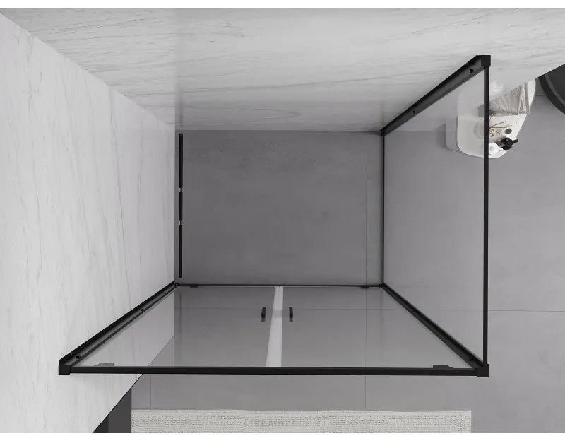 Mexen Exo, sprchovací kút s krídlovými dverami 70 x 90 cm, 6mm číre sklo, čierny profil, 8182-070-090-70-00