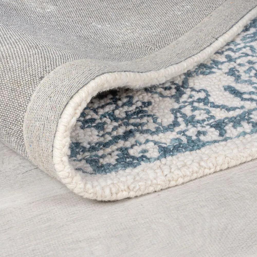 Flair Rugs koberce Kusový koberec Wool Loop Yasmin Ivory/Blue - 120x170 cm