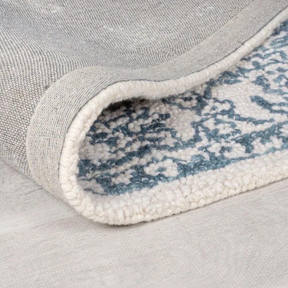 Flair Rugs, Kusový koberec Wool Loop Yasmin Ivory/Blue, 120x170, modrá, kancelária