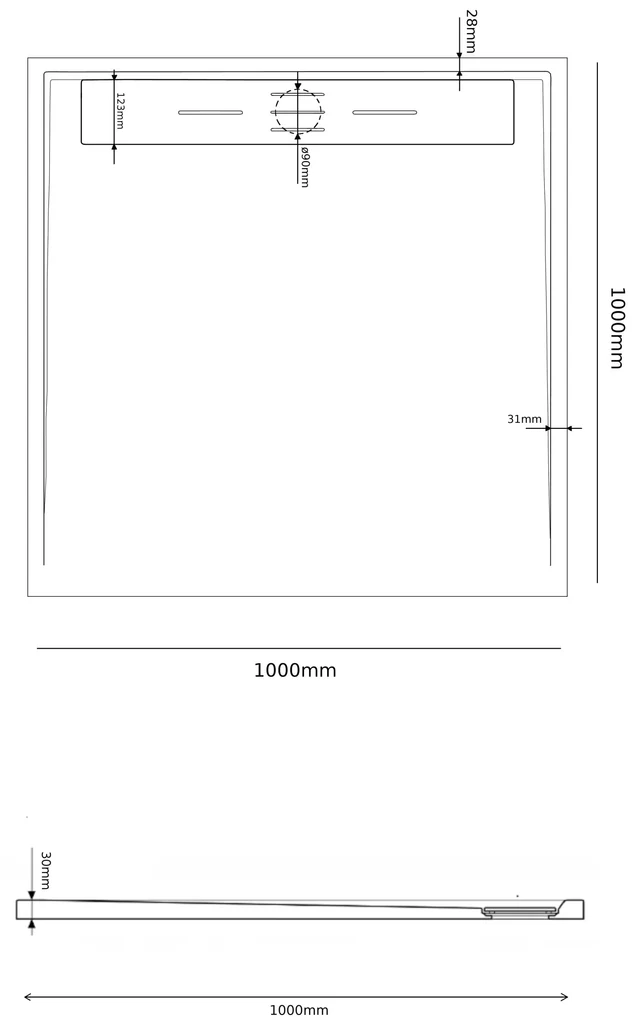 Erga Almac, SMC sprchová vanička 100 x 100 x 3 cm, biela, ERG-GMA-AL-100100