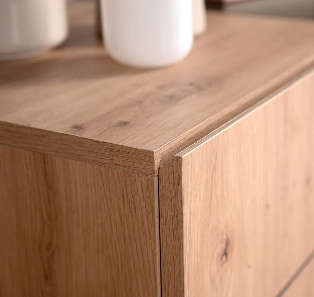 Široká TV skrinka Nola, dub artisan/čierna