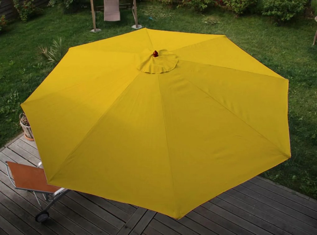 Slnečník Florida Ø 3,5m - polyester/drevo 7kg - žltá