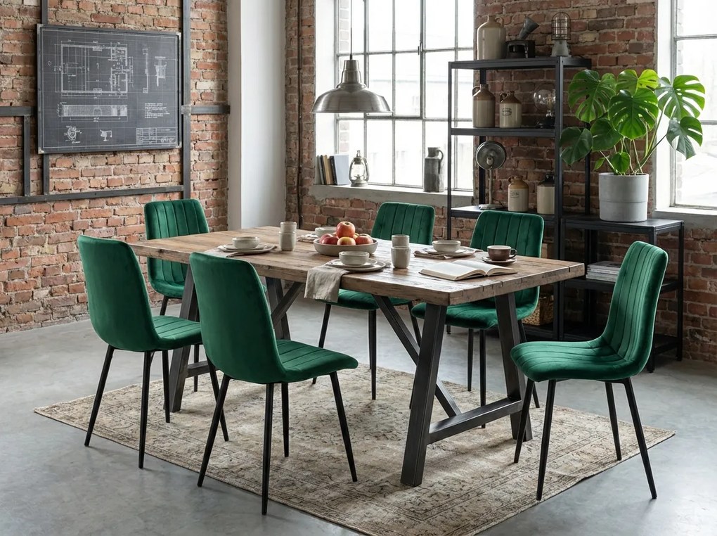 Tmavozelená zamatová stolička LAVA BOTTLE GREEN s čiernymi nohami