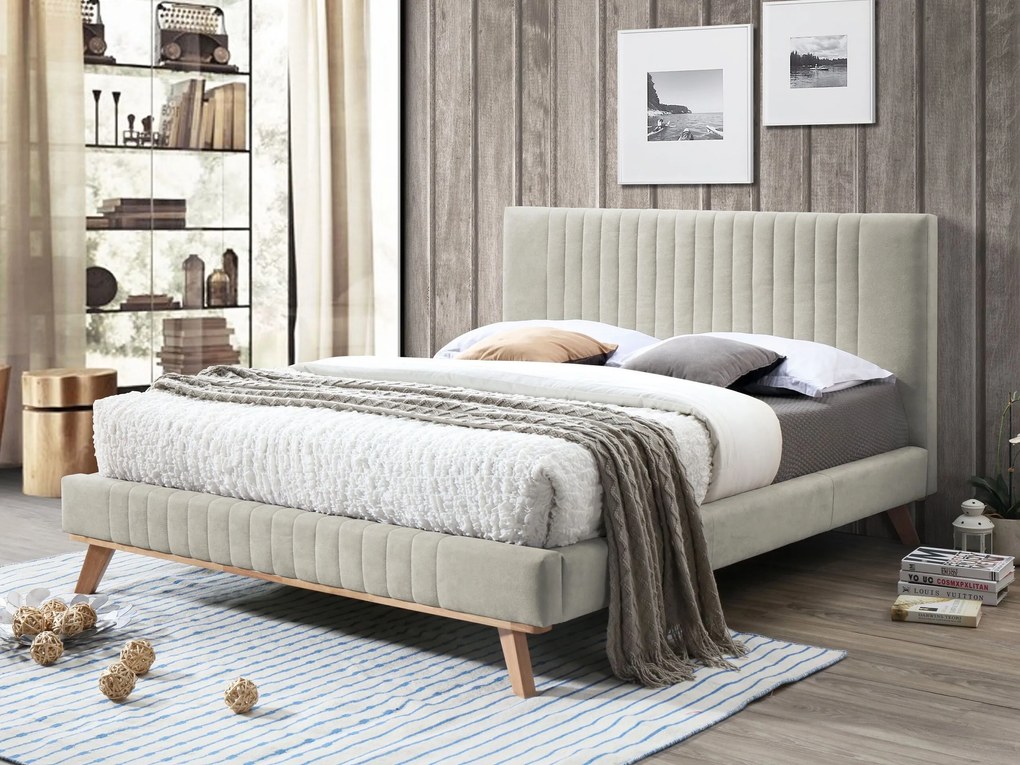 Ženilková čalúnená posteľ 160 x 200 cm béžová TALENCE Beliani