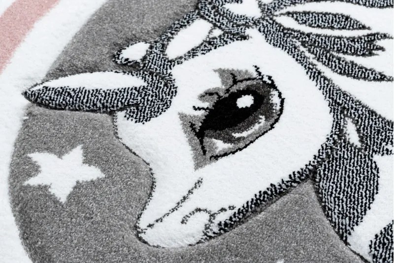 Detský kusový koberec Petit Pony grey kruh, 120x120 (priemer) kruh, ružová, detská izba, Dywany Łuszczów