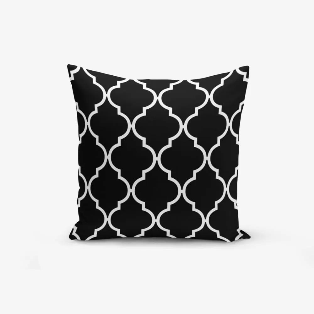 Čierno-biela obliečka na vankúš s bavlnou Minimalist Cushion Covers Black  Background Ogea, 45 × 45 cm | BIANO