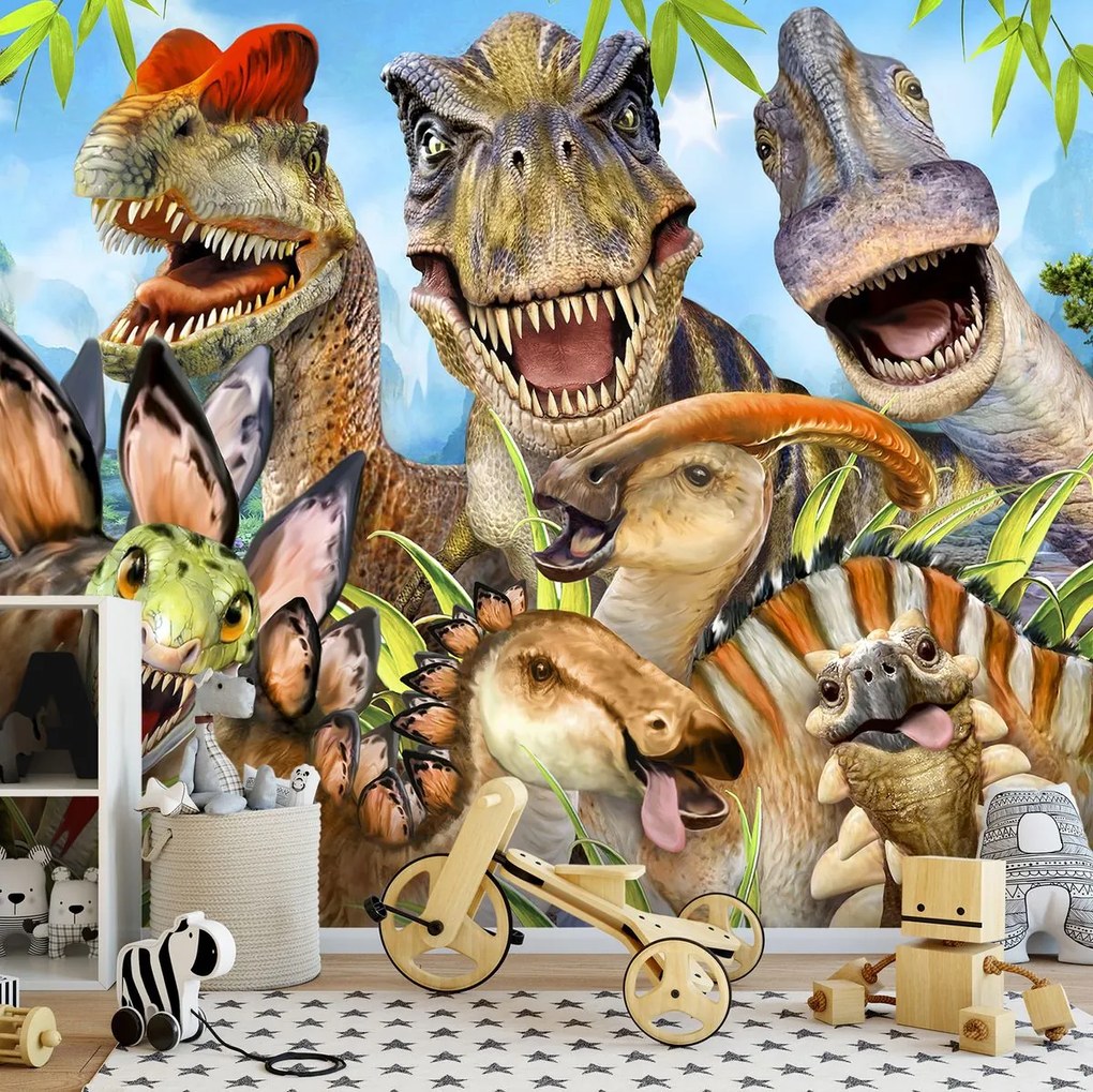 Fototapeta - Dinosaury - Selfie (254x184 cm)