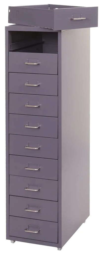 Zásuvková skrinka Boston T851 - 110x28x41cm, 10 zásuviek - tmavo sivá