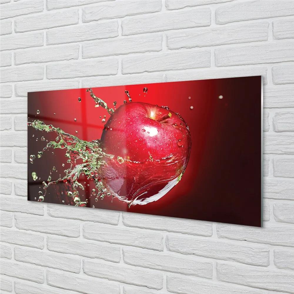 Obraz na skle jablko kvapky 125x50 cm