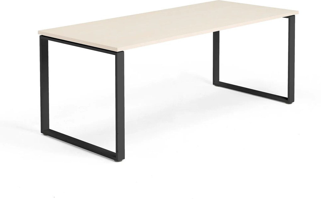 Kancelársky pracovný stôl Modulus, O-rám, 1800x800 mm, breza/čierna