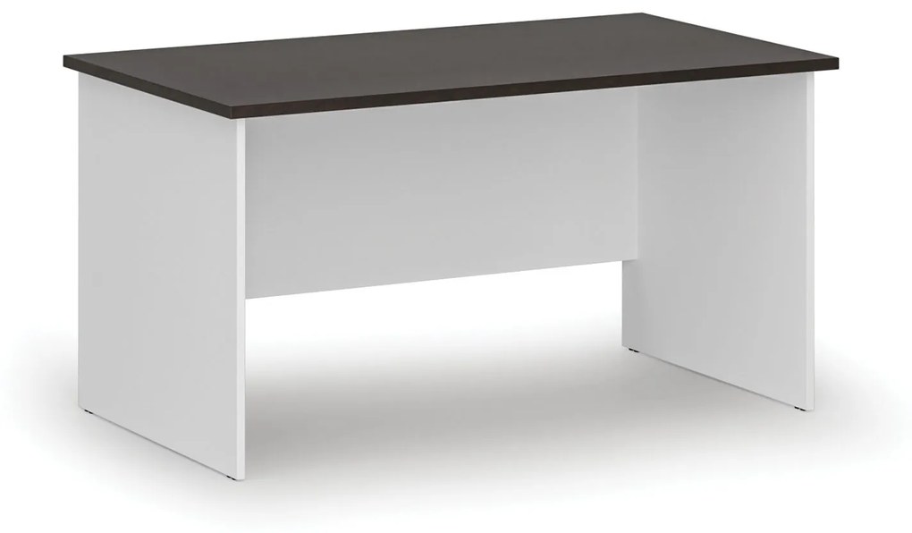 Kancelársky písací stôl rovný PRIMO WHITE, 1400 x 800 mm, biela/wenge