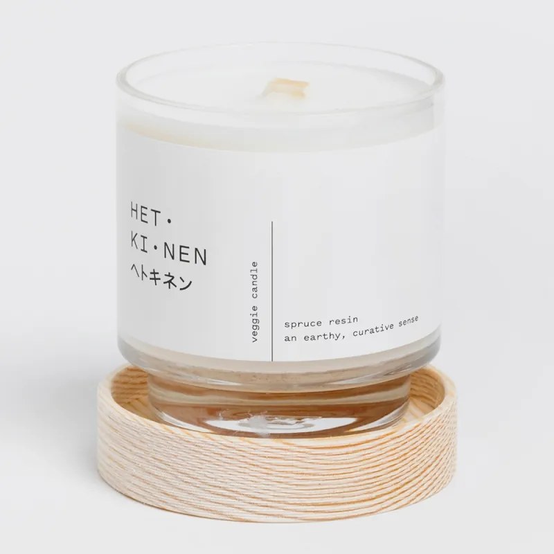 Vonná sviečka v skle Veggie, smrek-živica / okrúhla