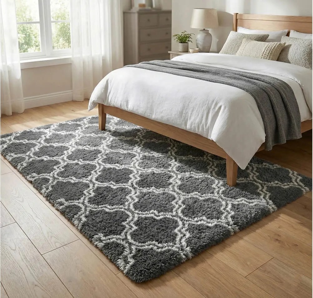 TZ Tmavosivý vzorovaný koberec shaggy Decor Latern Rozmer: 160x220 cm