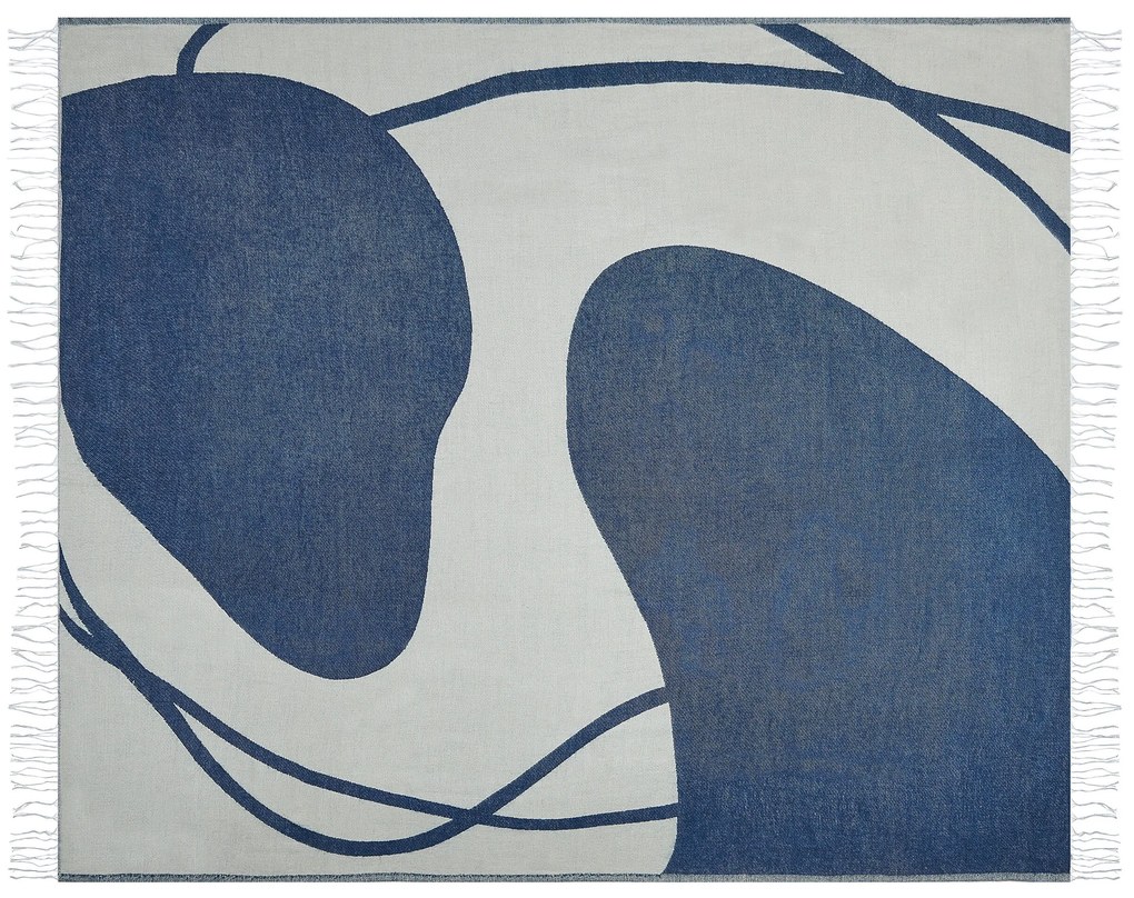 Prikrývka 130 x 170 cm modrá/biela HAPREK Beliani