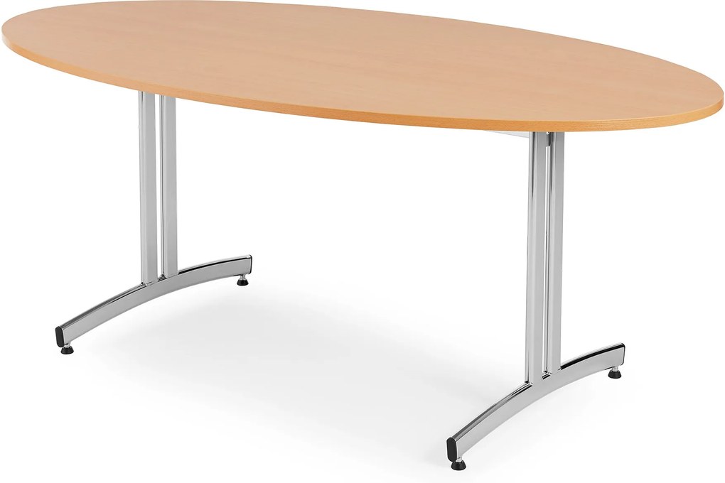 Jedálenský stôl Sanna, oválny, 1800x1000 mm, buk / chróm