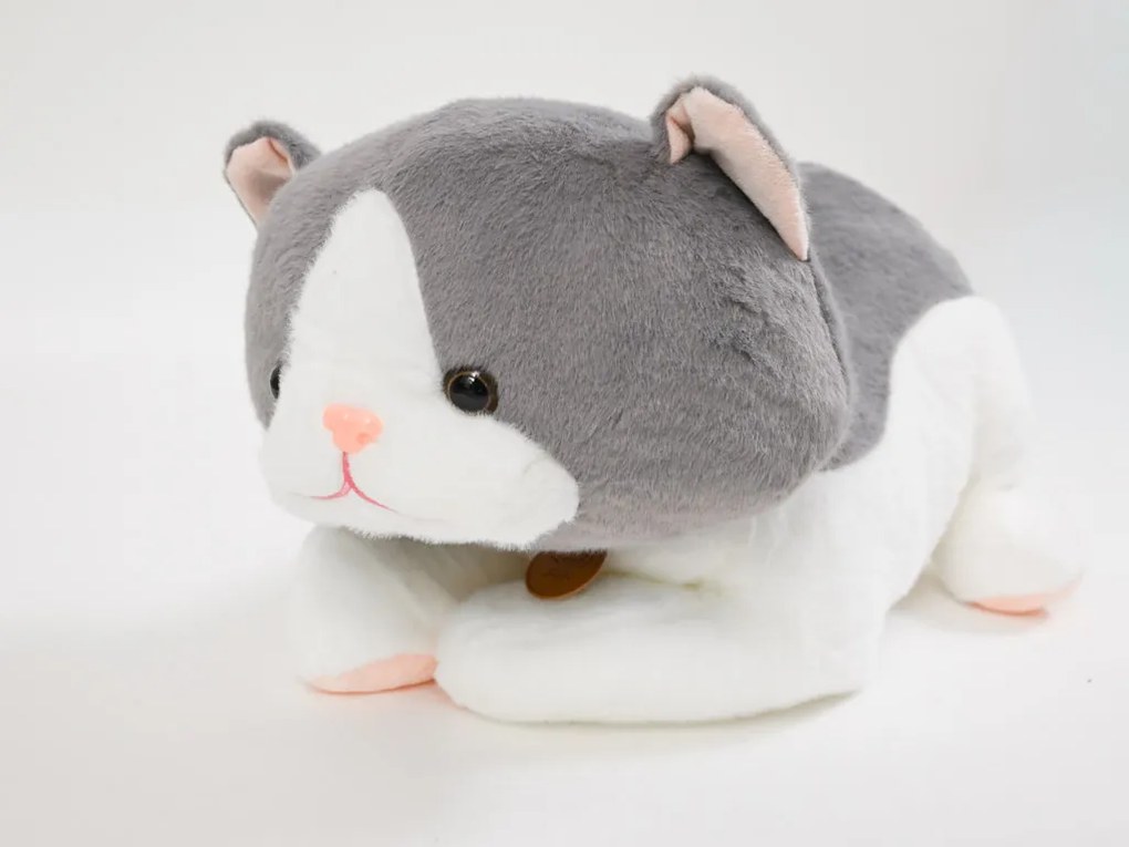 Plyšová MAČKA s detskou dekou vo vnútri, sivá