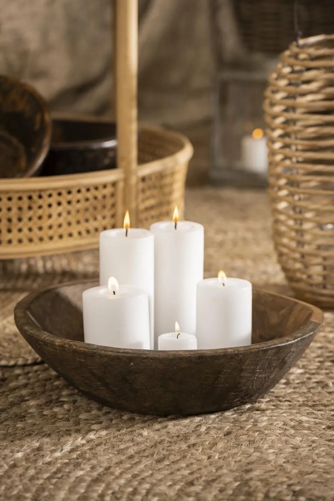 IB Laursen Biela stĺpová sviečka WHITE 6cm