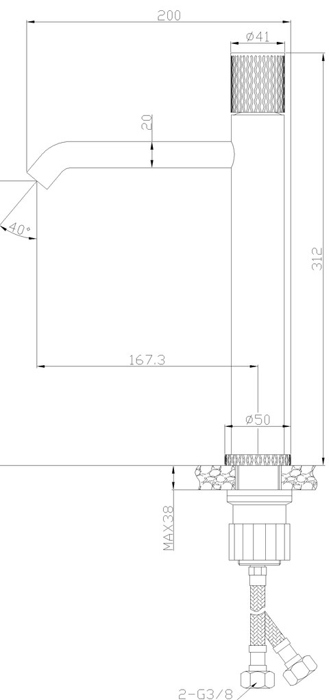 Invena Moonlight, vysoká umývadlová batéria h-312, čierna-ružové zlato, INV-BU-77-W14-V
