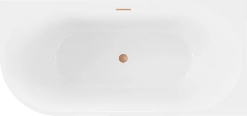 Mexen Mia, voľne stojaca rohová vaňa pravá 140 x 75 cm, biela/čierna, medený matný prepad, 52691407575P-65