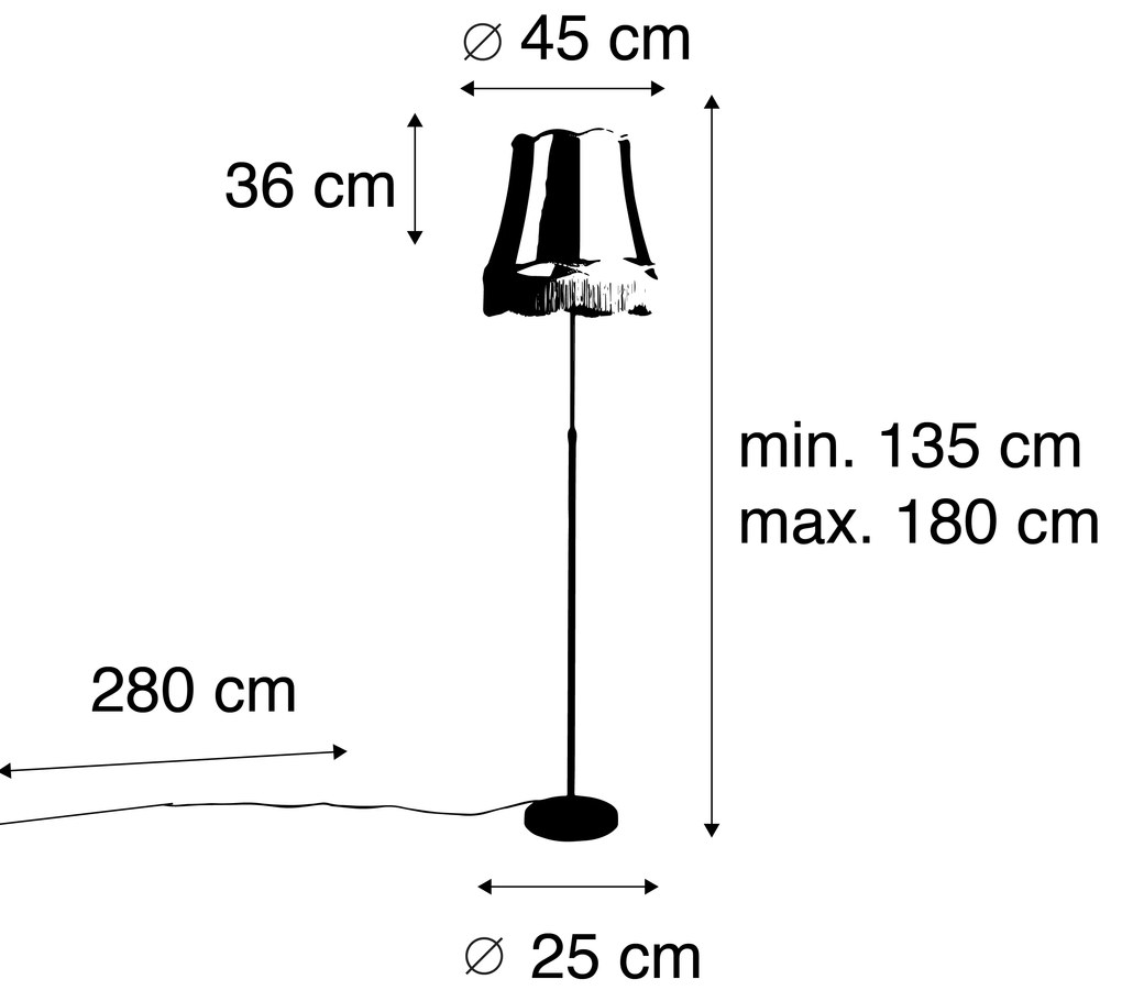 Stojaca lampa bronzová s tienidlom Granny krémová 45 cm nastaviteľná - Parte