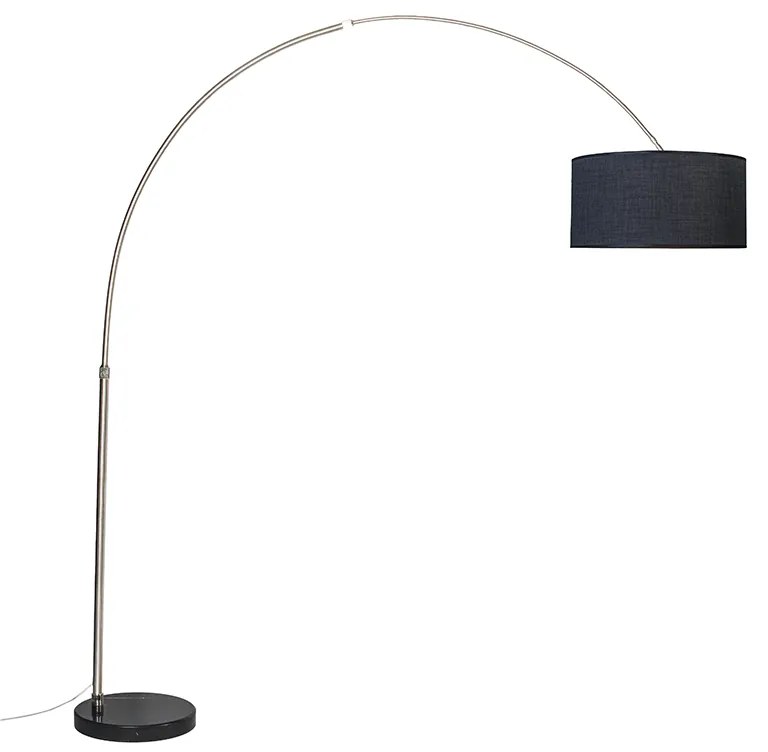 Oceľová oblúková lampa s tienidlom z látky čierna 50 cm - XXL