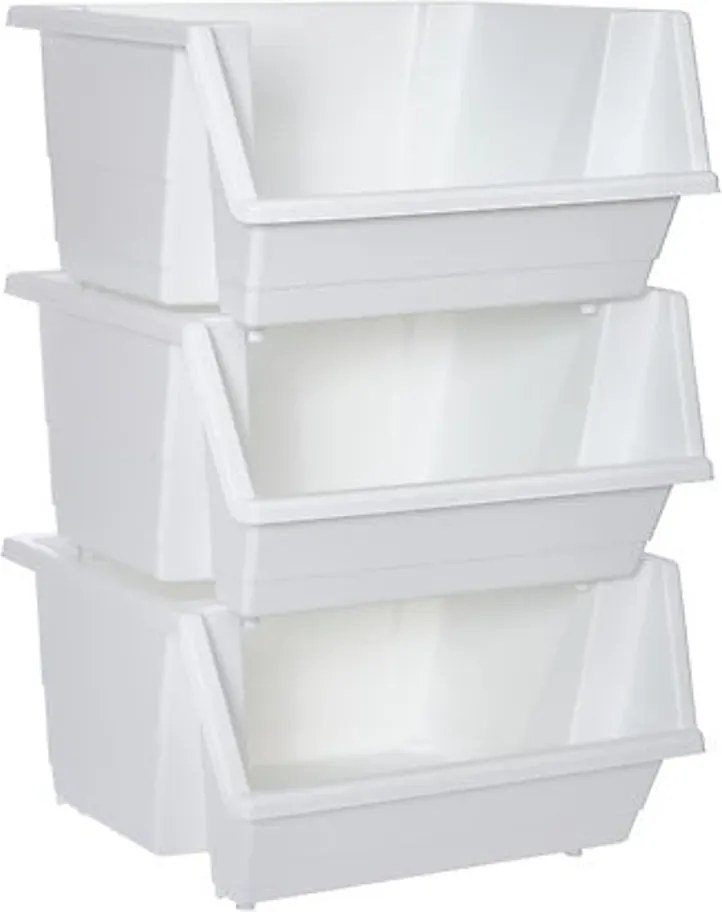 5Five® Sada 3 stohovateľných úložných boxov, STACKEO - biela