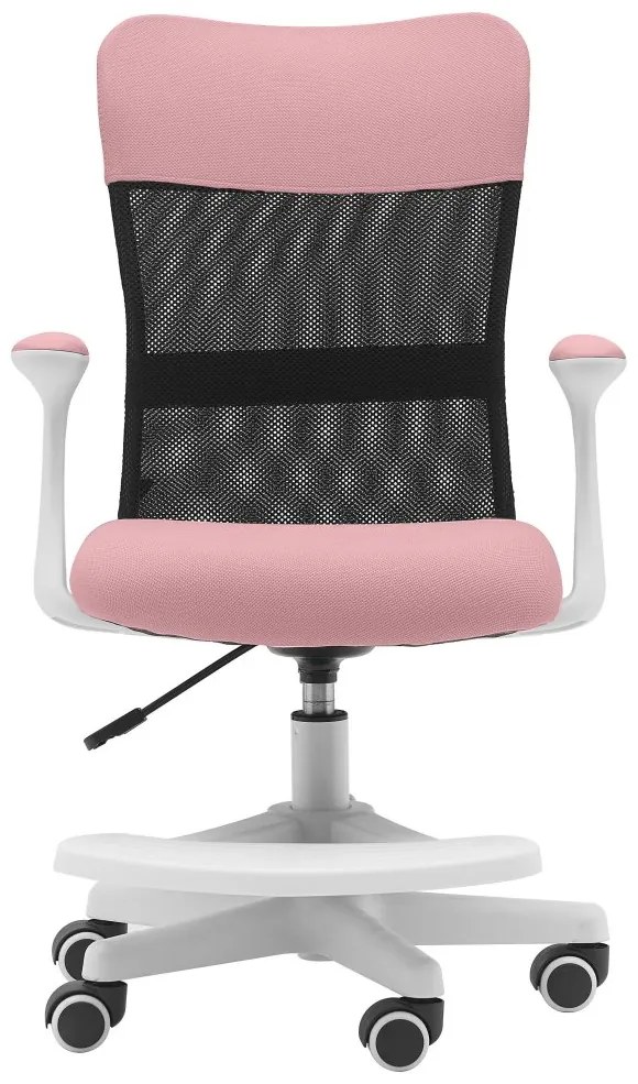 Detská stolička Neoseat MONKEY WHITE s podnožou — látka, biela / svetlo ružová