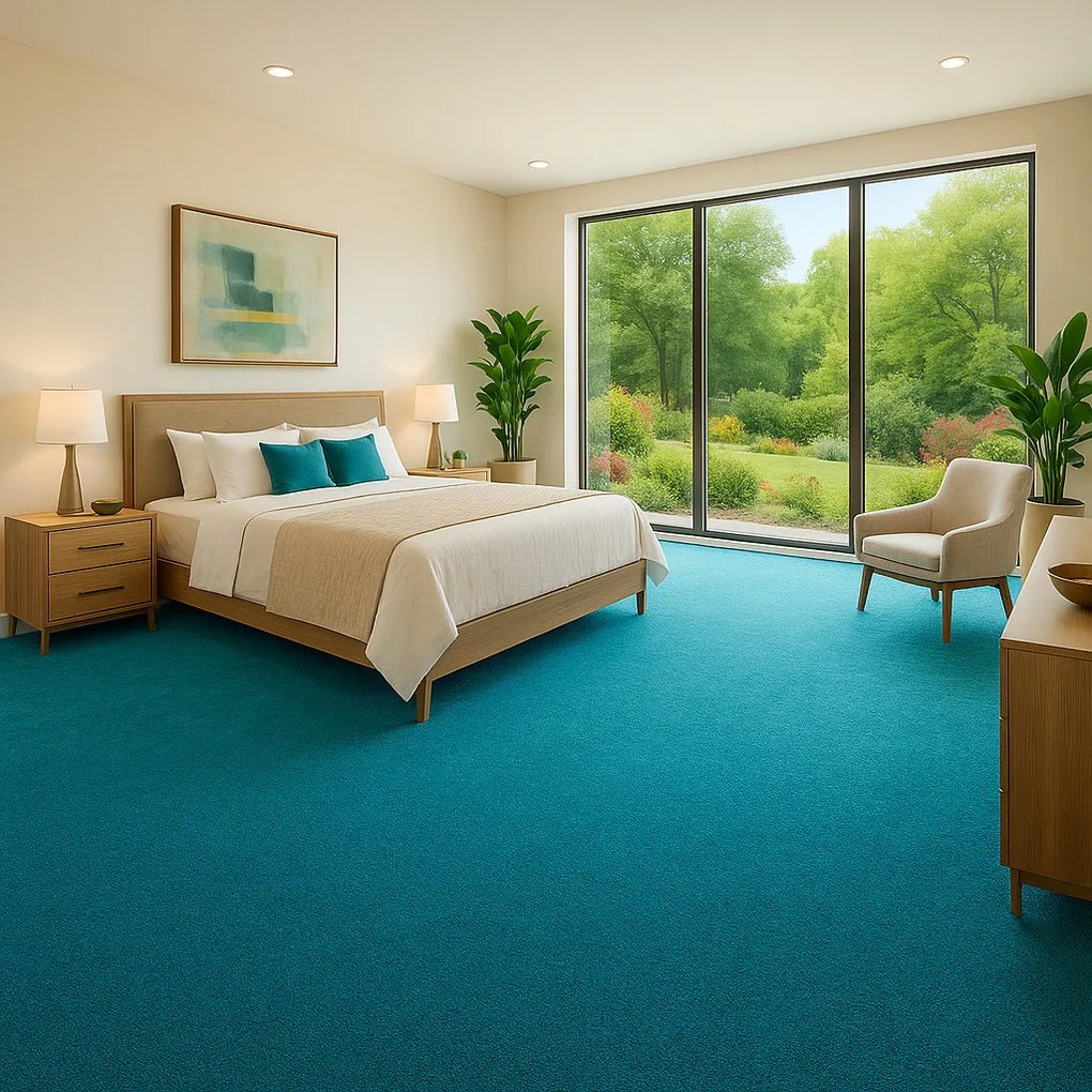 AKCIA: 640x400 cm Metrážny koberec Eton tyrkys, šíře, modrá, filc, kancelária, AladinWorld Expres