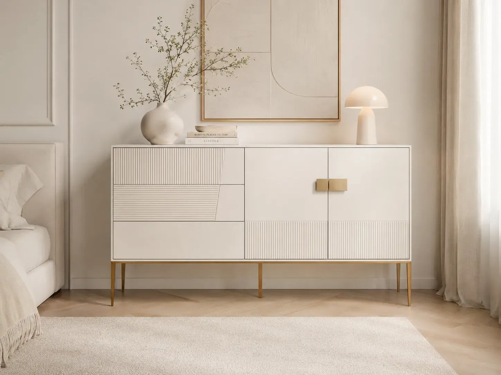 Komoda Stilig ST102A 160 cm bílá/zlatá