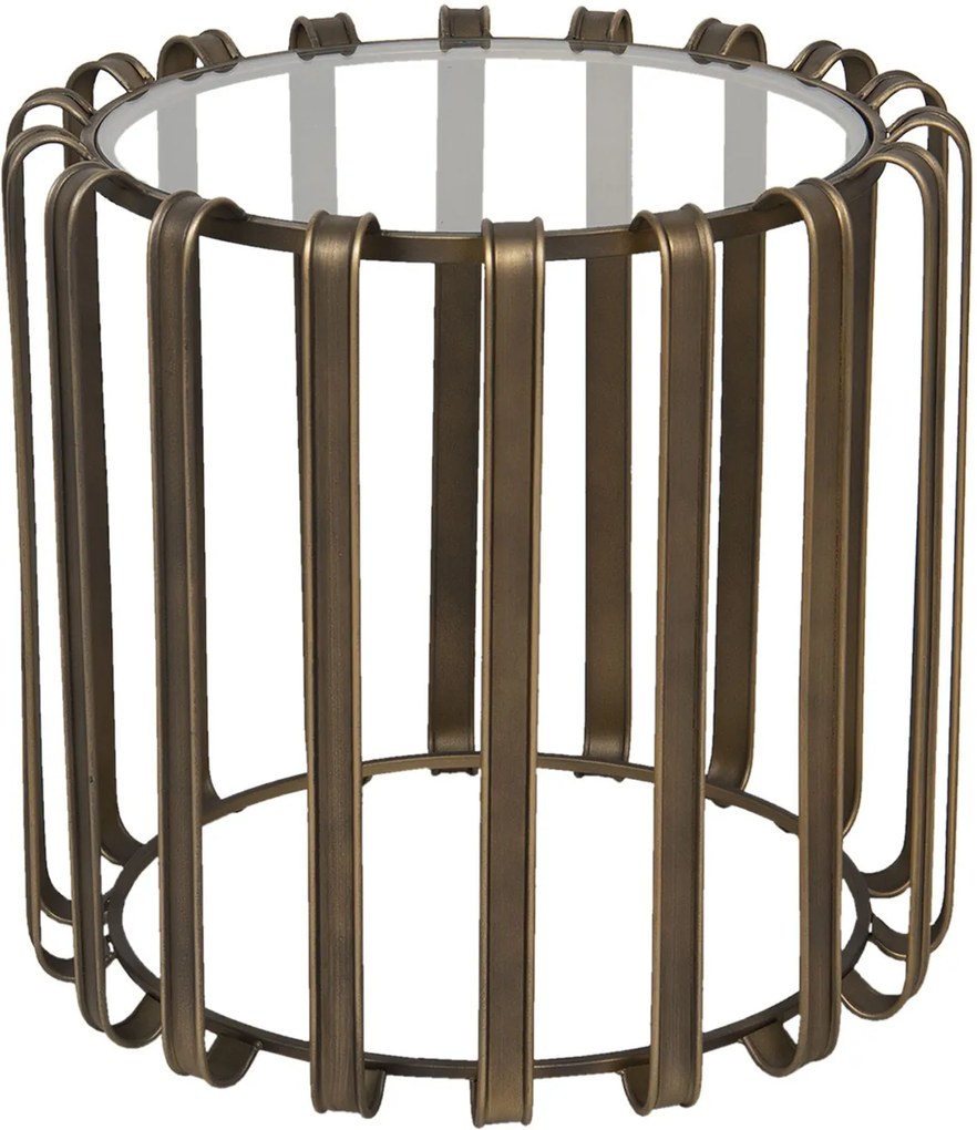 Kovový odkladací stolík so sklenenou doskou - Ø 47 * 45 cm