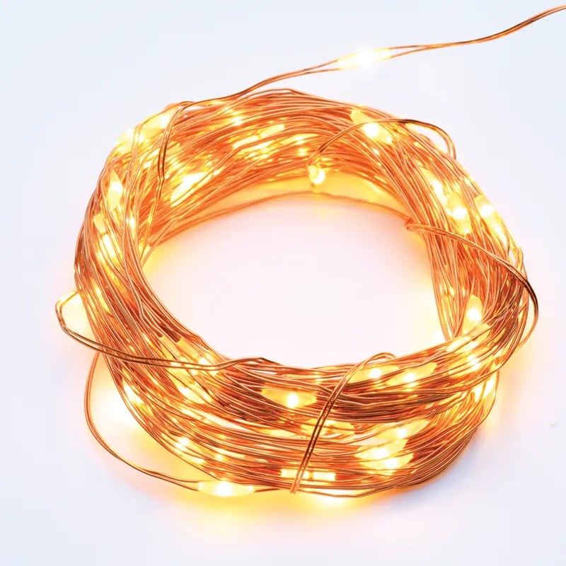 ACA Lighting LED dekoračná medená girlanda, teplá biela, 3x batéria AA, 500 cm, IP20