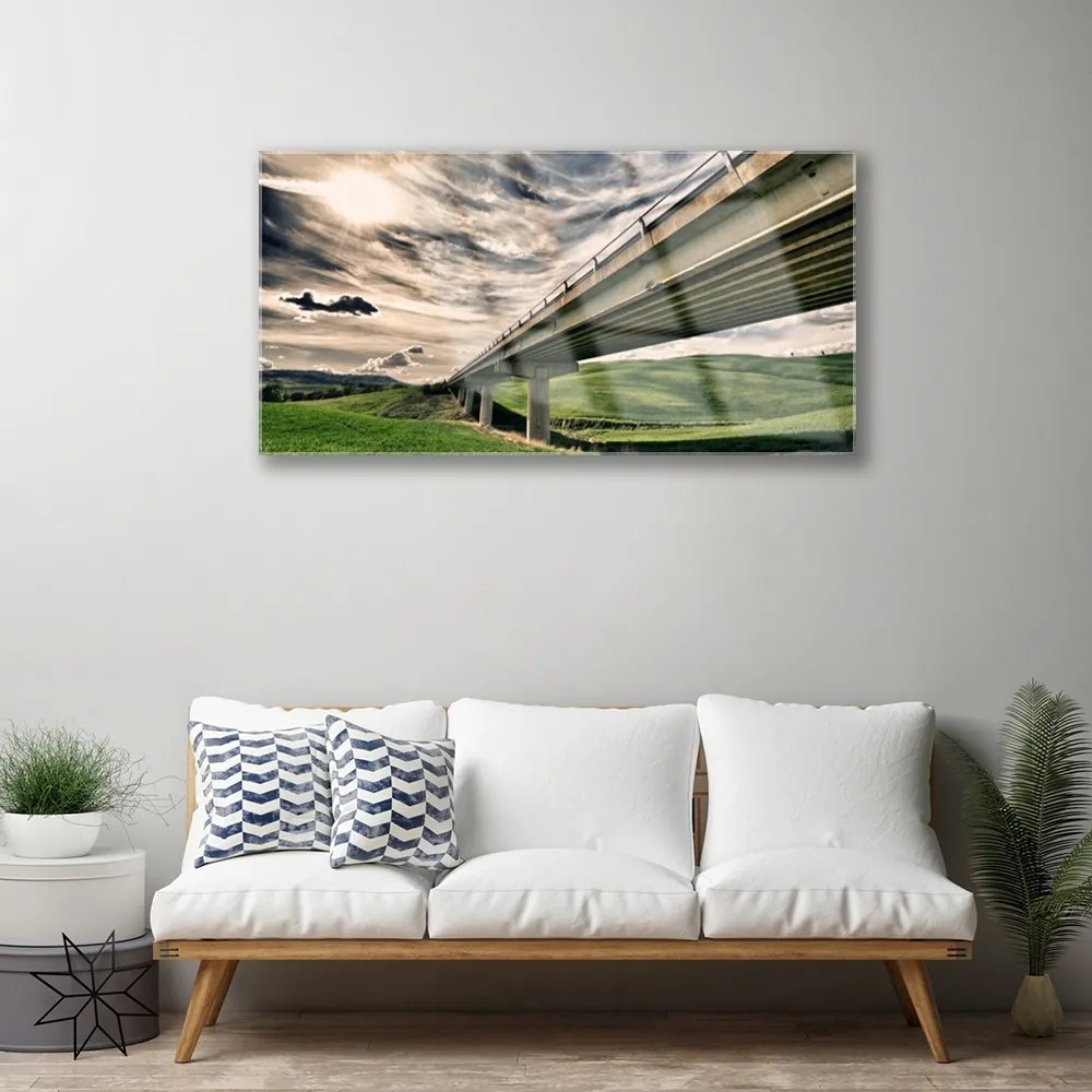 Obraz na skle Diaľnica most údolie 100x50 cm