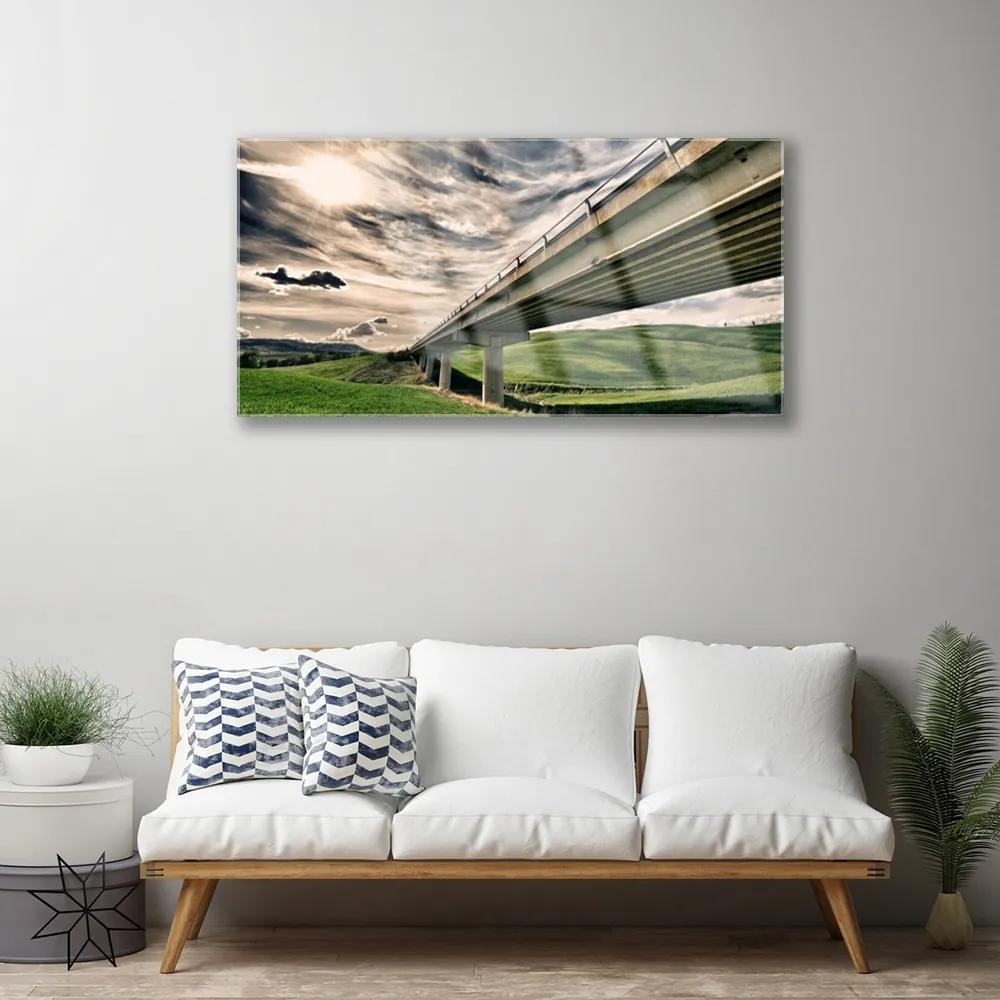 Obraz na skle Diaľnica most údolie 125x50 cm