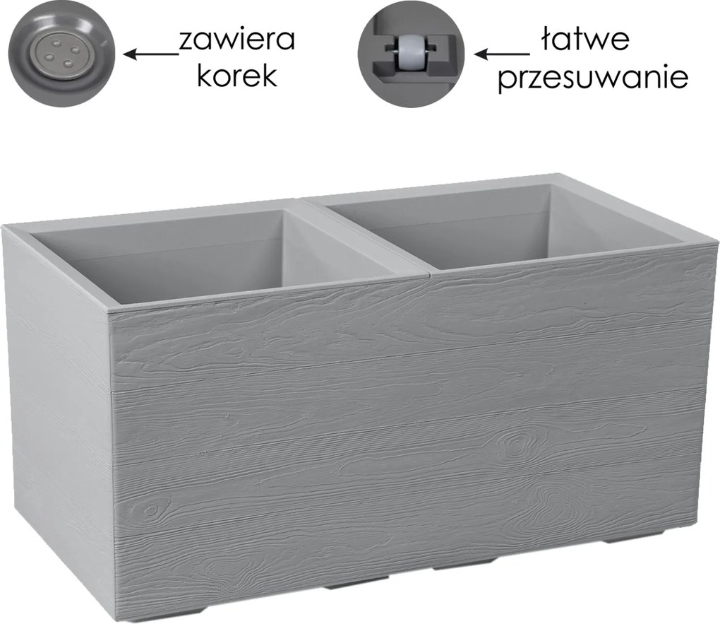 KVETINOVÝ ZÁHON KARO 800 × 400 mm, doska z recyklovaného materiálu, sivá*78923
