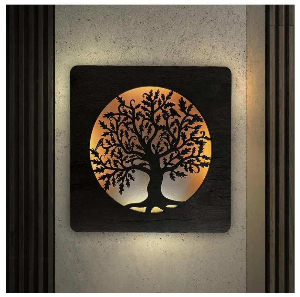 Li-Go 5275/DUB2 - LED nástenná dekorácia LED/10W/5V 20000 mAh 42x42 cm dub + DO