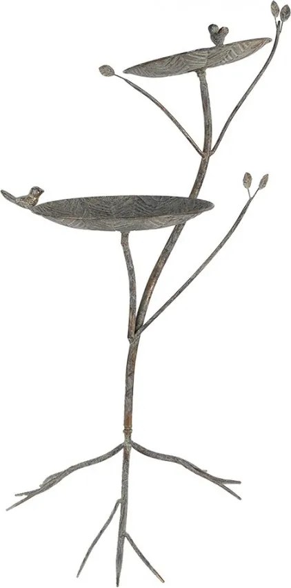 Zeleno hnedé antik kovové krmítko pre vtáčiky Birdie - 38*43*78 cm