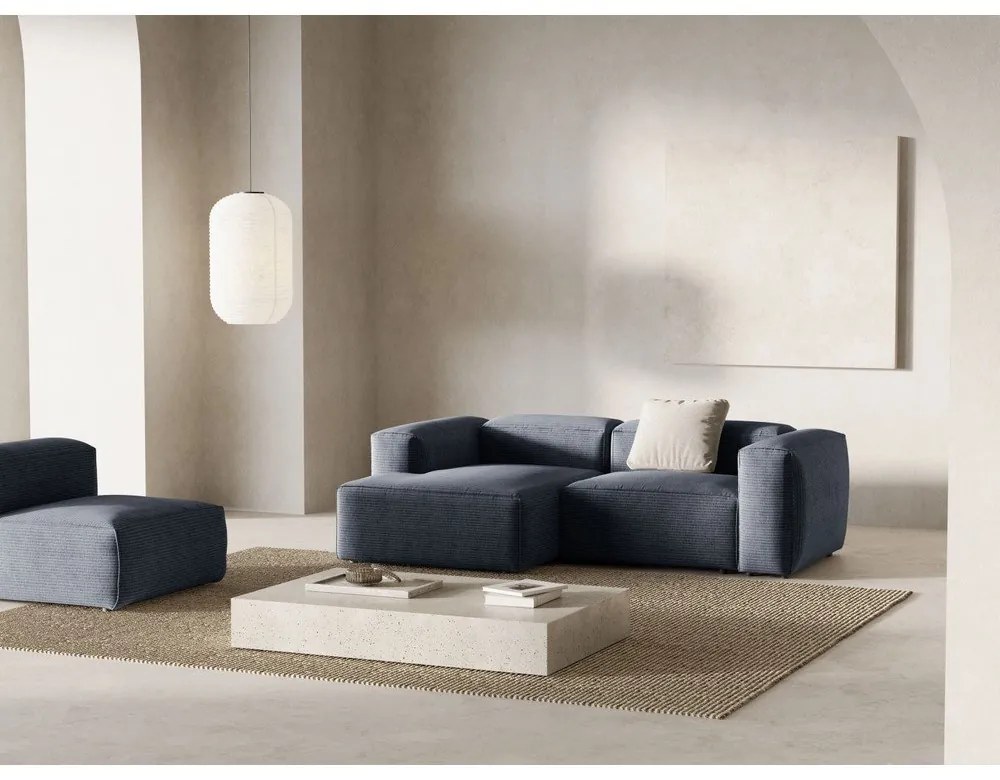Sivomodrá menčestrová rohová pohovka (ľavý roh/s leňoškou) Bergano – Cosmopolitan Design