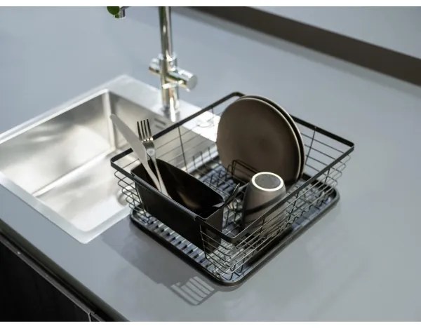 WENKO 54766100 - Odkvapávač na riad BLACK OUTDOOR KITCHEN 36x30 cm čierna/čierna