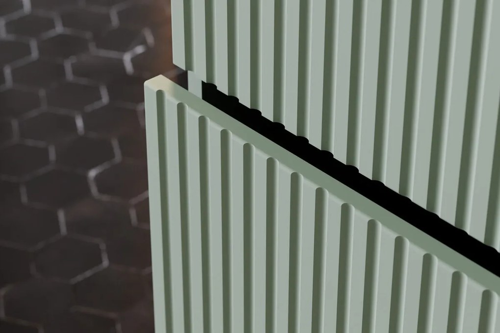 Závěsná skříňka Line Reed Green Beyond s deskou a umyvadlem 80 cm zelená/dub casella