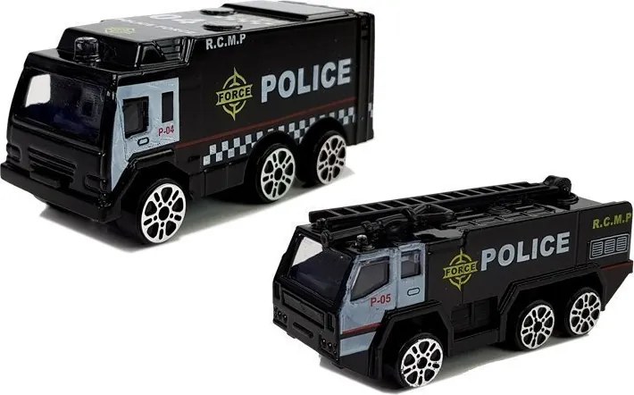 LEAN Toys Skladacie policajné lietadlo s autami 1:64 so svetlom a zvukom