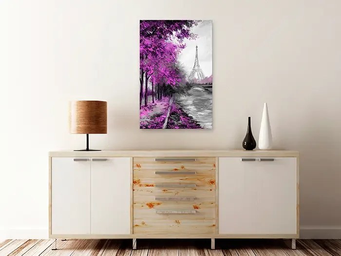 Artgeist Obraz - Paris Channel (1 Part) Vertical Pink Veľkosť: 80x120, Verzia: Premium Print