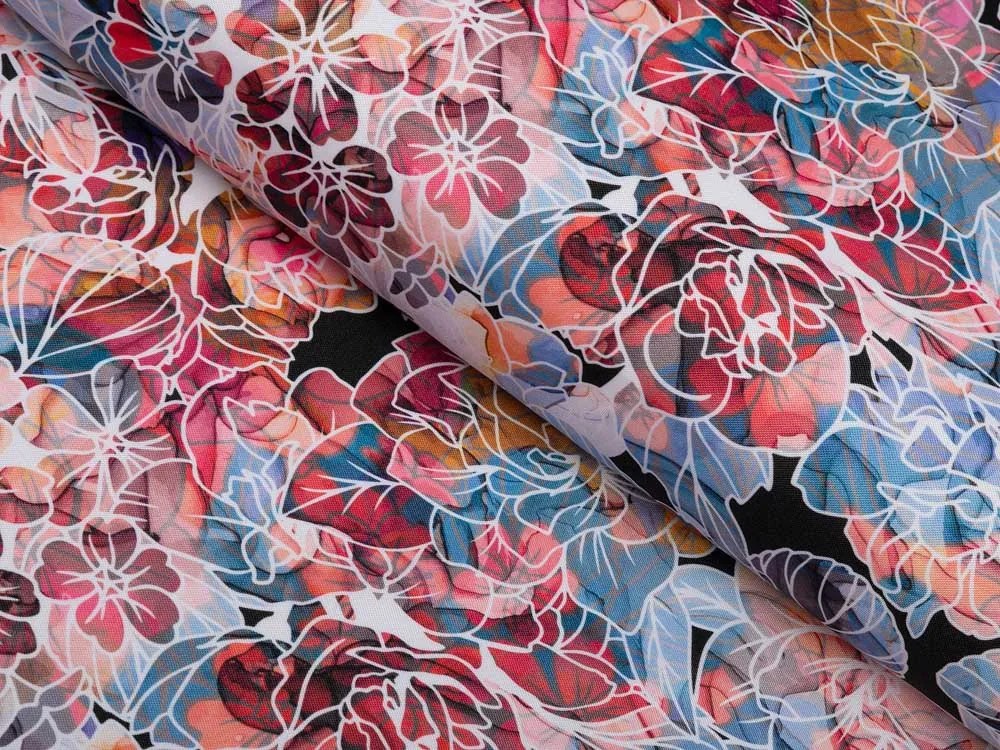 Biante Dekoračný záves Rongo RGP-503 Červeno-modré kvety 140x250 cm