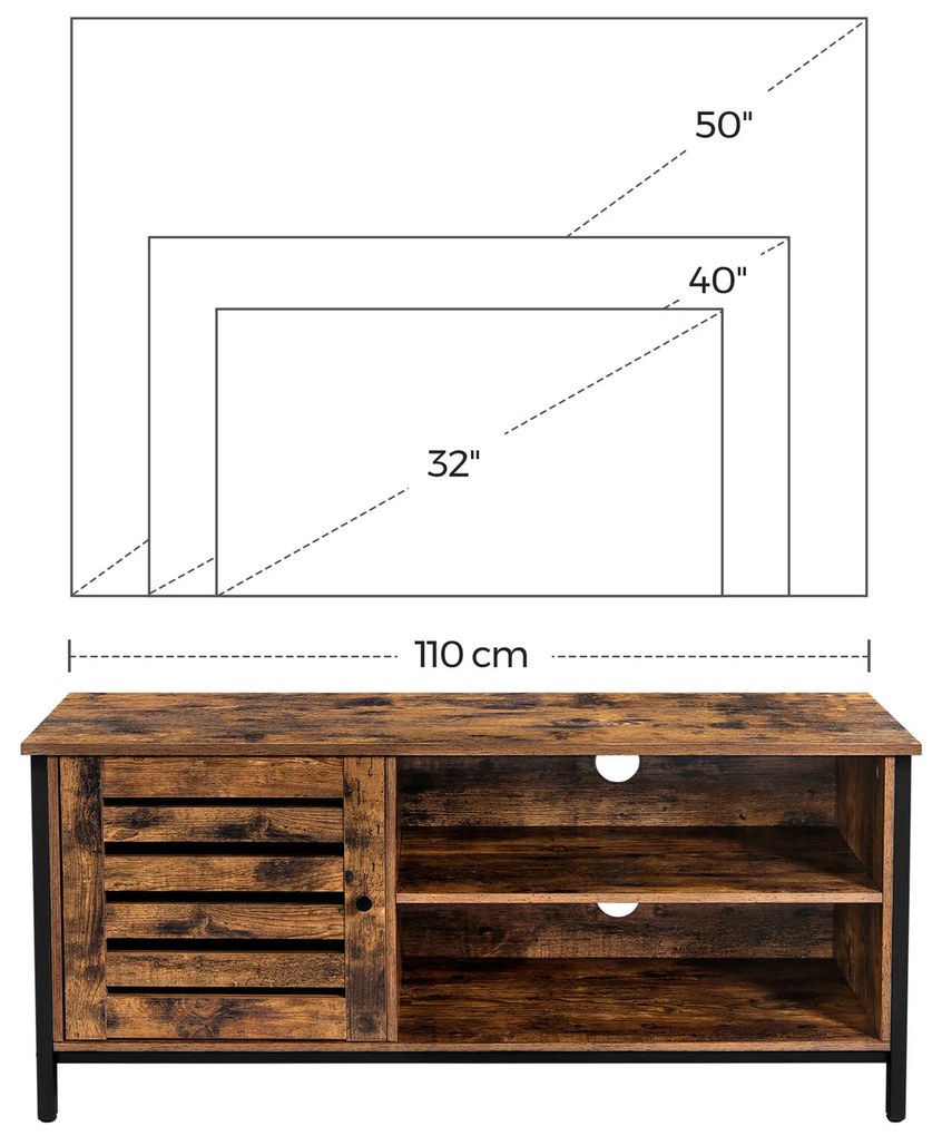 Štýlový televízny stolík v industriálnom dizajne LTV-rustic
