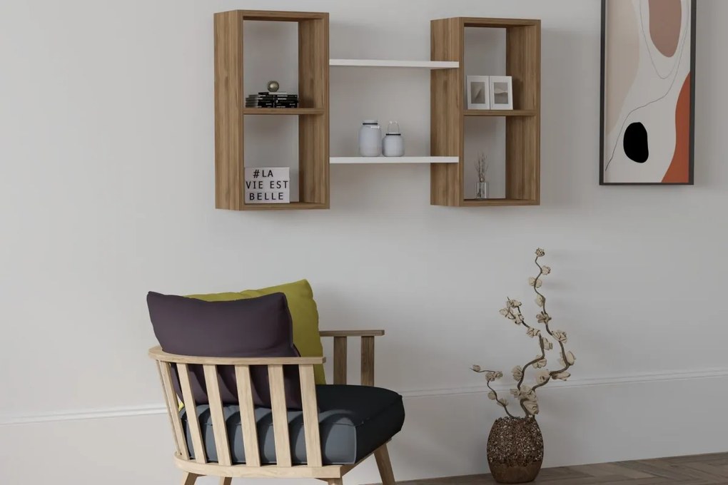 Nástenná polica BAMBI orech svetlý/biela