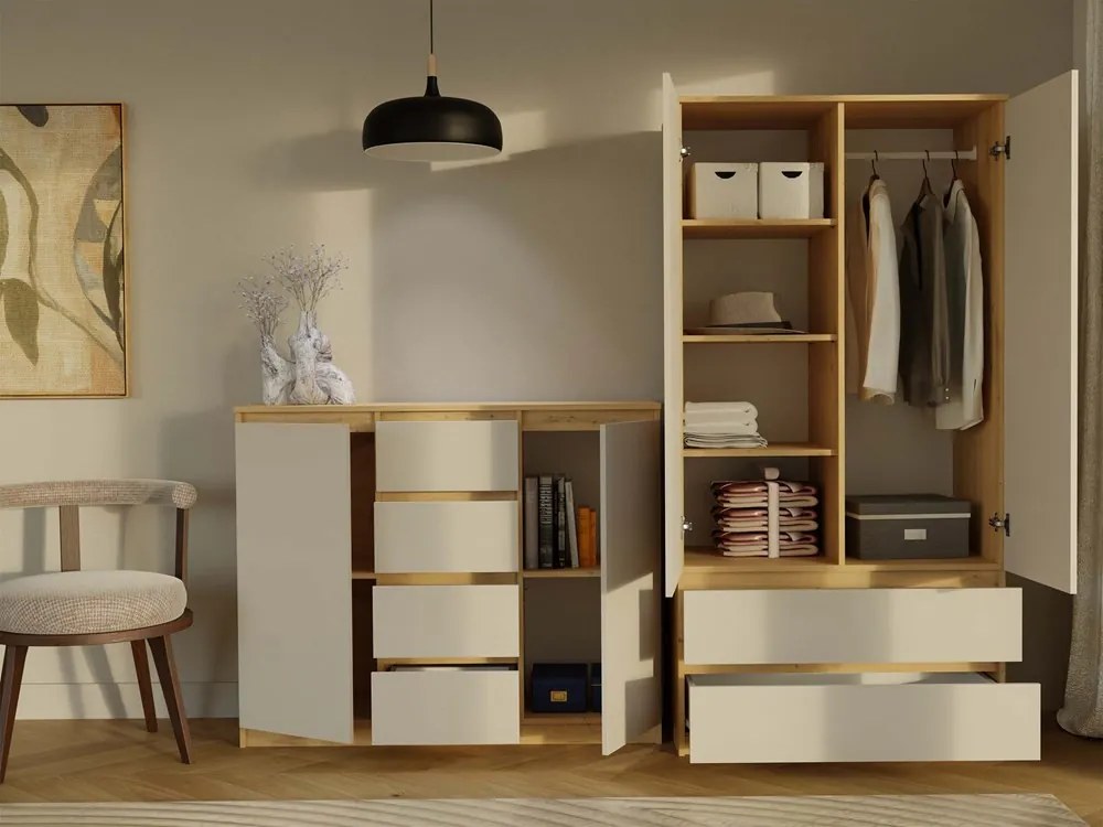 Komoda Musecalo 8 (dub artisan + kašmír). Akcia -20%. Vlastná spoľahlivá doprava až k Vám domov. 1132843