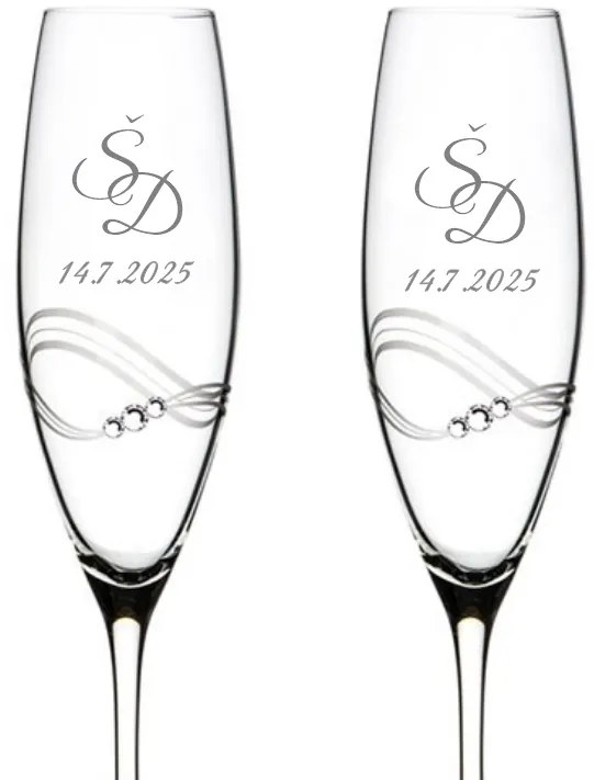 Dekorant Svadobné poháre na šampanské Desire s krystaly Swarovski 2KS VARIANTA 1
