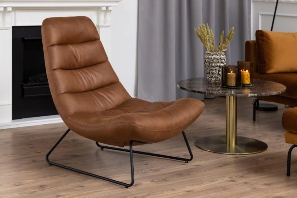 Dizajnové kožené kreslo Milford brandy brown