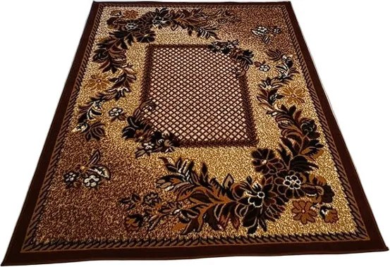 Hnedý koberec Shiraz BCF Mriezka – klasický vzor do interiéru Rozmer: 60x110 cm