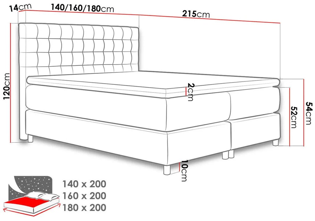 Manželská posteľ 180 cm Kurtis  (sivomodrá). Vlastná spoľahlivá doprava až k Vám domov. 1122388